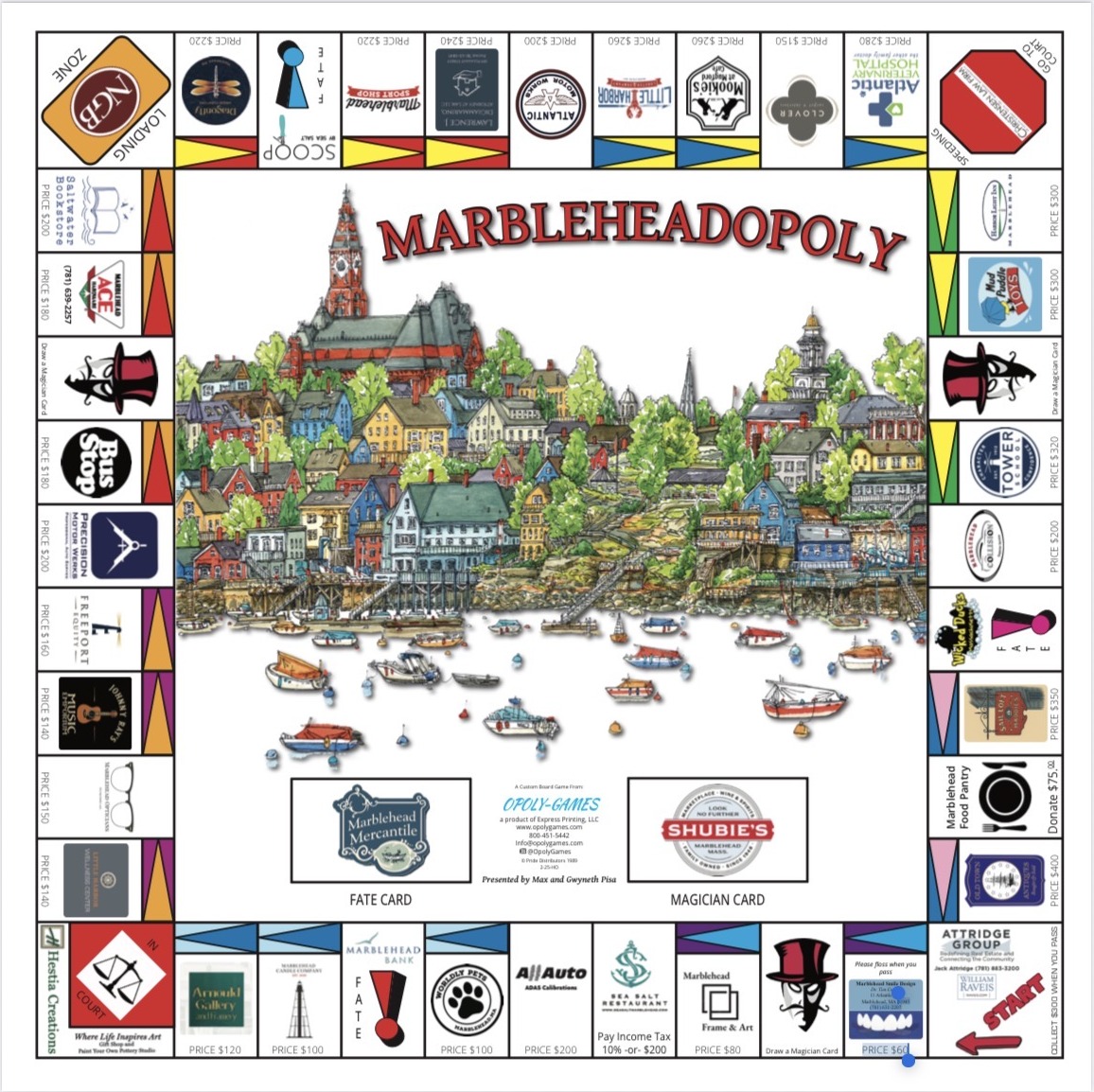 Marbleheadopoly game board